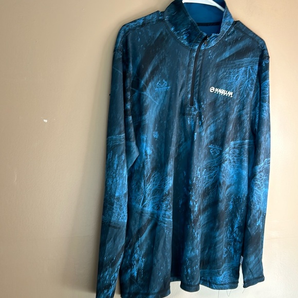 3/$25 Magellan 1/4 Zip Pullover Blue Camo Realtree Fishing Shirt Size L - Picture 1 of 12